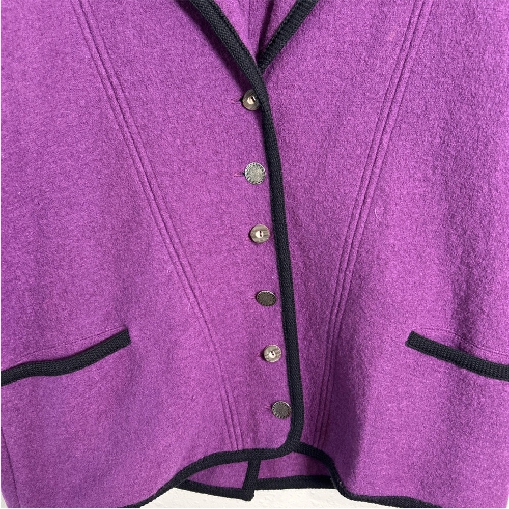 Vintage 100% Pure Wool Cardigan Made In Germany Women’s Size 14 Purple M & O - Picture 4 of 13